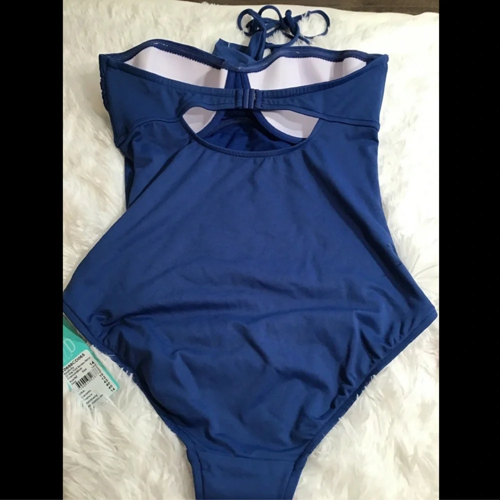 NWT Seafolly Wrap-Front Sweetheart Maillot Swimsuit Blue‎ [SZ 10 C/D CUP US]